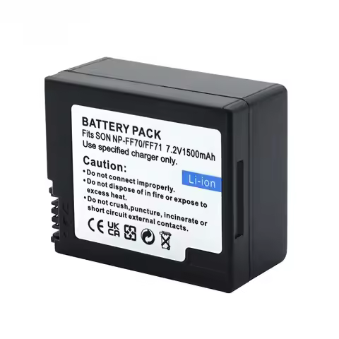 Replacement External Battery for Sony NP-FF70 1500mAh Power Supply for Sony PC106 PC107 IP7E Camcord