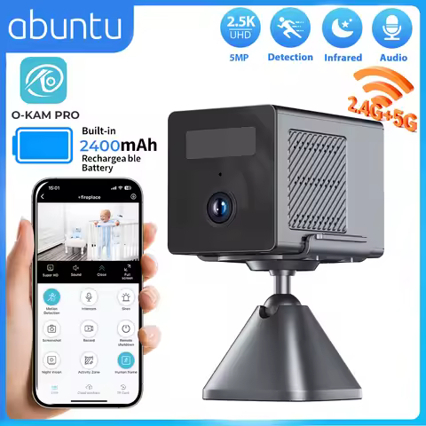 5MP 2.5K Wireless 2.4G/5G Wifi Camera Built-in 2400mAh Rechargeable Battery Indoor Security Camera V