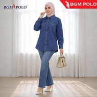 BGM POLO DENIM OPEN POCKET BLOUSE 2 POCKET MALISA FULL BUTTON-BP-2P139JB-RJ1