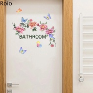 ROIO English Butterfly Flower Sticker Waterproof Self-adhesive Bathroom Sticker Creative Flower Bath