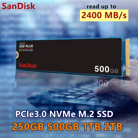 SanDisk SSD SDSSDA3N Plus 250GB 500GB 1TB 2TB M.2 NVMe SSD PCIE Gen 3.0 Internal Solid State Drive
