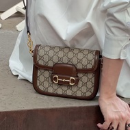復古時髦感🔔Gucci古馳1955馬銜扣老花Mini馬鞍包單肩斜挎包