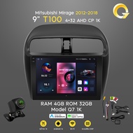 Q7 จอแอนดรอย 9 นิ้ว Mitsubishi MIRAGE 12-16 จอ android ติดรถยนต์พร้อม WIFI GPS YouTube 2-DIN และ App