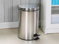 FBS.HK (即取不銹鋼垃圾桶現貨) 帶腳踏辦公室衛生間圓形垃圾桶帶翻蓋