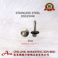 SUS304 S/S DS525HW 10# 1'' Hex Washer Head Self Drilling Screw SDS-525HW S/S