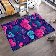3D Colorful rainbow heart print rug, super soft living room rug, soft bedroom and kids room rug, hom