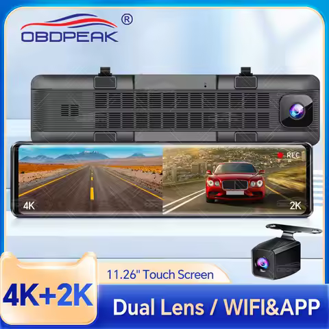 OBDPEAK H8 4K + 2K Dash cam GPS WIFI Front IMX415 Rear View Mirror Video Recorder IMX307 Back Camera