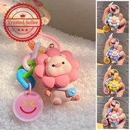 【fuwaw】 Cute Sunflower Pig Couple Keychain Internet Celebrity Pendant Value Bag Creative Accessories