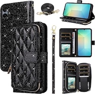 Furill Wallet Case for Samsung Galaxy A06 5G with Wrist Strap Crossbody Shoulder Strap Luxury PU Lea