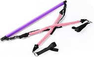 Portable Pilates Bar Kit with Resistance Band Yoga Pilates Stick Yoga Exercise Bar with Foot Loop for Yoga Stretch Sculpt Twisting Sit-Up Bar Resistance Band,C