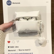 創意白色枕頭適用Airpods4保護套蘋果四代airpodspro2保護殼三代 1個 白色枕頭耳機套單殼 Airpods Pro/Pro2