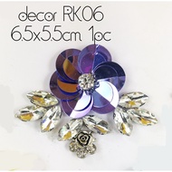 Hiasan baju decor bunga 3d RK06 6.5x5.5cm 1pc 1pack
