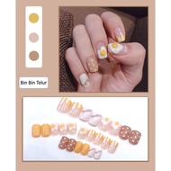 PTT 24Pcs Kuku Palsu Motif Kartun 24 Pcs Fake Nail Karakter Manicure Nail Stickers Wedding Pengantin