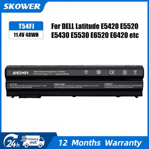 SKOWER 5200mAh T54FJ Battery For Dell Latitude E5530 E6420 E6430 E6520 Inspiron 5520 5720 7520 7720 