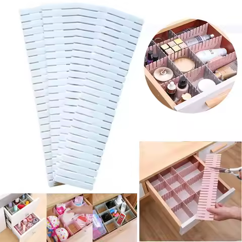 4/8Pcs DIY Adjustable Storage Partition Board Plastic Drawer Divider Combination Partition Board Spa