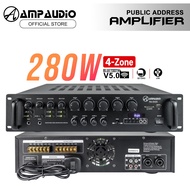 AmpAudio 280W Public Address Power Amplifier 4 Zone 70V 100V PA System 2U Rackmount