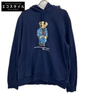 Polo Ralph Lauren 海軍藍棉質 Polo Bear 套頭連帽衫，L 碼 [二手]