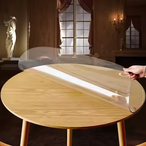 160cm PVC Round Table Carpet Transparent Waterproof Tablecloth Kitchen Pattern Table Cover Glass Sof