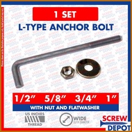 ▨ ↖ ❉ 1SET A307 4140 BI Anchor Bolt with nut and washer | L Bolt | Hook Bolt for Concrete Screw Dep