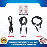 AUX AUDIO STEREO CABLE, 3.5mm Male to 3.5mm Male JACK, 28 AWG 30V