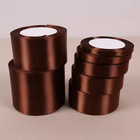 (25 Yards/roll) Coffee Single Face Satin Ribbon Party Decoration Gift Wrapping Christmas Ribbons Sew