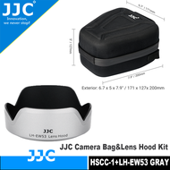 JJC EVA กระเป๋ากล้องเปลือกแข็งและเฉดสีเลนส์ฮูดย้อนกลับได้แทนที่ EW-53สำหรับแคนนอน EF-M 15-45มม. F/ 3