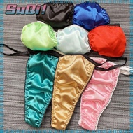 SUQI Thong, Silk Satin Gay Pouch Mens Panties, Elastic Sissy Sexy Briefs