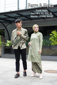 Jumbo XXXL LD 130 Set Couple Tunik Aqila couple kondangan couple kebaya tunik tulle tuton full bordi