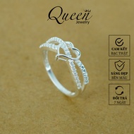 Nhẫn nữ trái tim lồng đính đá cực xinh Nhẫn bạc Queen Jewelry cam kết bạc thật