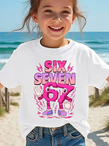 T-shirt For Kids 67 Six Seven Italian Brain Rot Math Joke Tops Y2k Game Saying Short Sleeve Graphic 