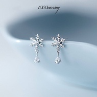 1000earring 925 Sterling Silver Snowflake Drop Earrings - Silver