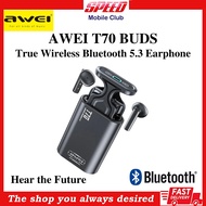Awei T70 Wireless Bluetooth 5.3 Earphone Touch Electric Lifting Headset Waterproof Gaming Earbuds | Brand New !!!
