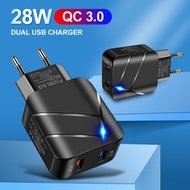 New USB LED Fast Charger QC3.0 2A 28W Fast Wall Charger Mobile Phone Charger for Samsung Xiaomi iPhone 12 13 14 Huawei