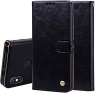 Miss flora Xiaomi Cases .Business Style Oil Wax Texture Horizontal Flip Leather Case for Xiaomi Redmi Note 5 Pro, with Holder &amp; Card Slots &amp; Wallet (Black) (Color : Black)