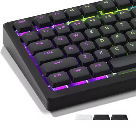 XVX Black Low Profile Keycaps 127 Keycaps Double-shot Keyboard PBT Keycaps Shine Through for Low Key