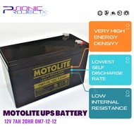 Motolite UPS Battery 12V 7Ah 20hr OM7-12 12 Volts 7 Ampere Rechargeable Back up Battery 12v