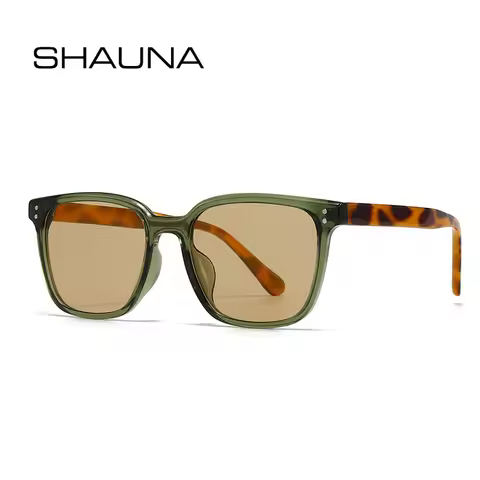 SHAUNA Fashion Square Sunglasses Women Shades UV400 Retro Rivets Men Trending Yellow Green Sun Glass