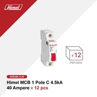 Himel MCB 1 Pole C 4.5kA 40 A contains 12 pcs (Box)