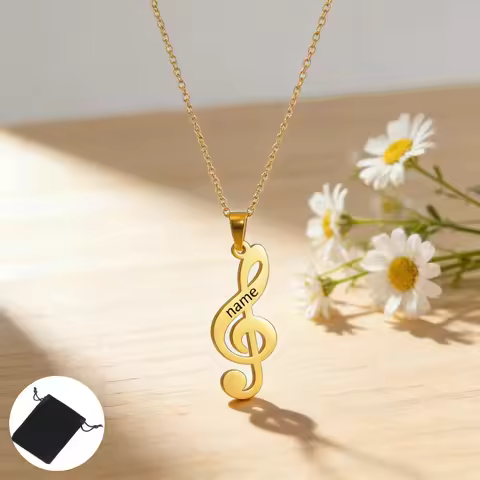 Customized Name Text Note High Tone Necklace Stainless Steel Personalized Simple Unique Note Necklac