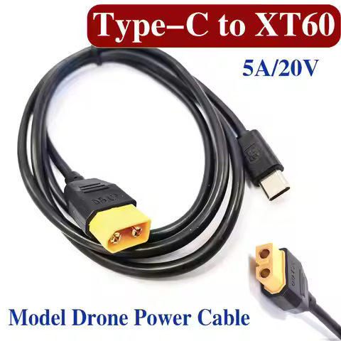 1m Type-C to XT60 Male Female Plug Power Cable PD100W Fast Charging Cable for Model Aircraft/drones