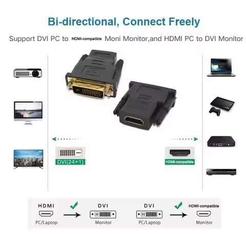 Full HD 1080P DVI-D DVI 24+1 To VGA Adapter Male To Female HDMI-Compatible To DVI Bi-directional Ada