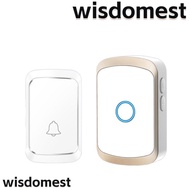 WISDOMEST Wireless Doorbell, Battery USB Powered 300M Mini Door Bell Kit, With Lights 60 Chimes 5 Volume Levels Door Chime Kit Home Classroom Office