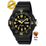 (Men) 100% ORIGINAL CASIO MRW-200H-9BVDF Diver Design,Day & Date,Black Resin Strap Watch