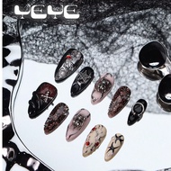 Express Your Love With 10pcs Medium Almond Shape European Style Black Pink 3d Three-Dimensional Deco