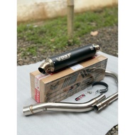 knalpot dst racing Z1 black coating 35cm full set Header bending sport 150cc inlet 50mm full stainle