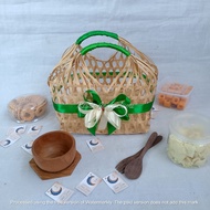 (TL8) (Ramadan Series) New Model Besek Bag 25cm x 25cm Ribbon | Hamper bag | Parcel Bag | Bamboo Wov