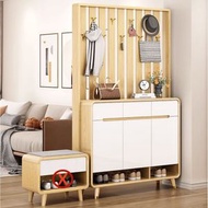 Carpenter - 實木框鞋櫃兩門三門四門鞋櫃連衣帽架掛衣架一體坐凳客廳入戶隔間玄關櫃