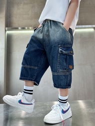 HUANGHU Store "Kids' Gradient Denim Shorts for Summer in Malaysia"