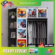 SPIDERMAN Black 12 cube C DIY Multipurpose Wardrobe Cabinet Clothes Storage / Almari Baju Kanak Kanak