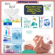 Bzu Bzu Antibacterial/Ultra Gentle Fragrance Free Baby Wipes/Skincare Cotton Towel/Cooling Wet Wipes